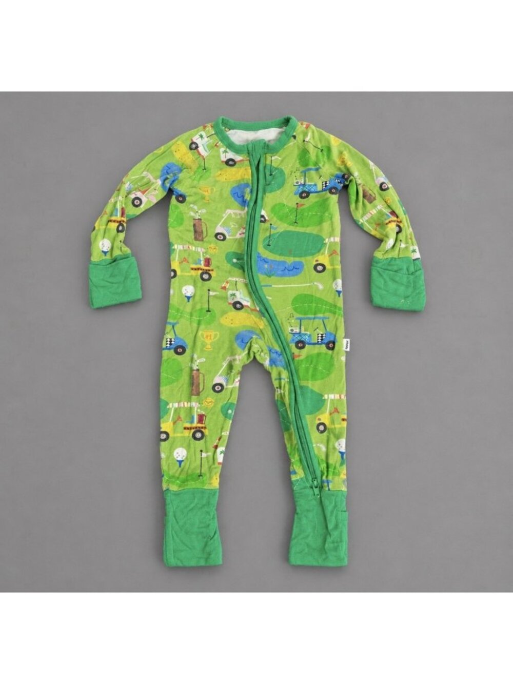 LITTLE SLEEPIES Baby 0-3M Fairway Fun Golf Print Bamboo Zippy One-Piece Pajamas